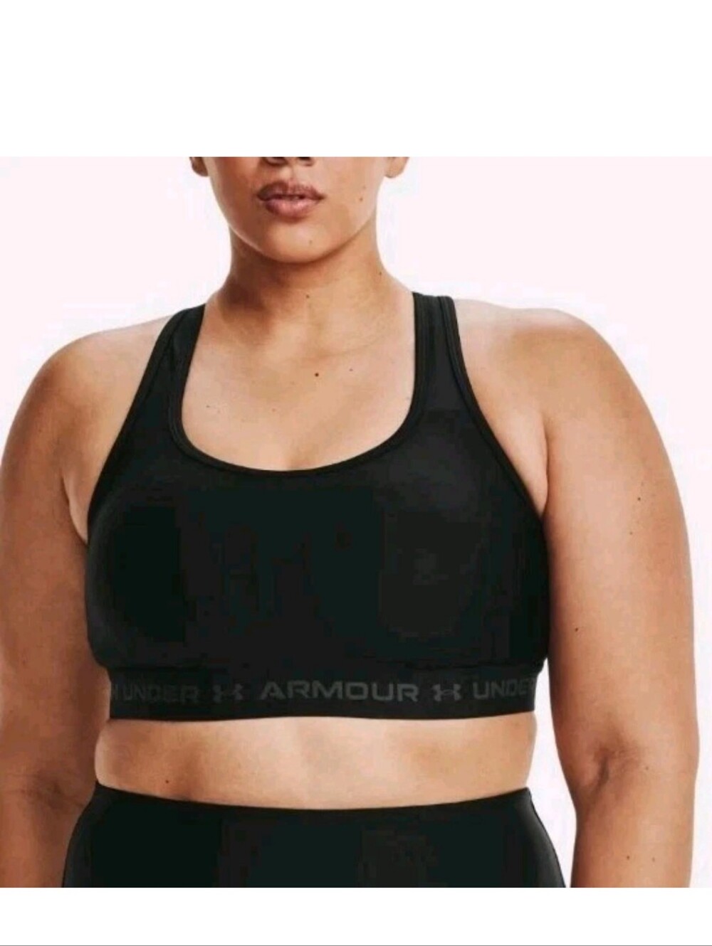 Under Armour Womens Cross Back Mid Impact Compression Sports Bra SIze 3X Black